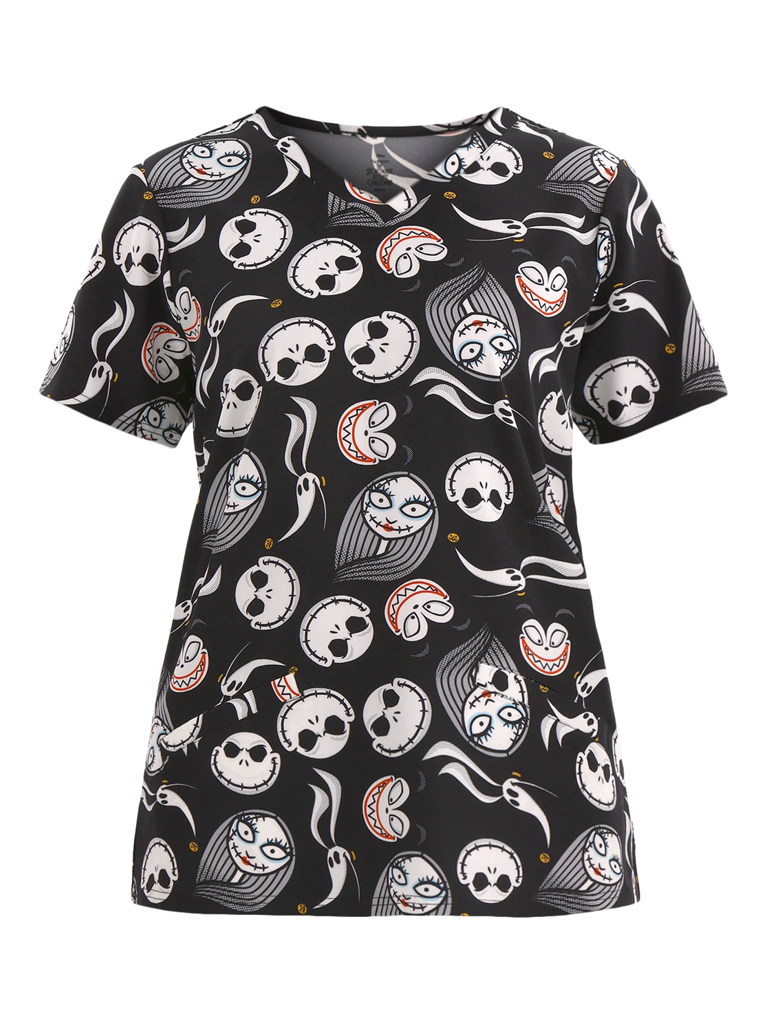 Nightmare Before Christmas Women's Graphic Scrub Top, Sizes S-3XL