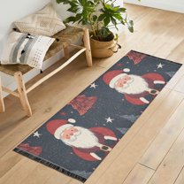 Yayeee Runner Rug for Bedroom 2'x6' Machine Washable Hallway Non Slip Mat, Blue Christmas Santa
