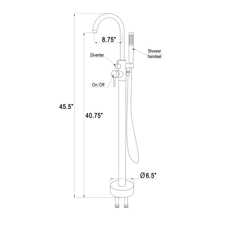 Stand Alone Tub Filler with Floor Mount – Freestanding 46 in Tub