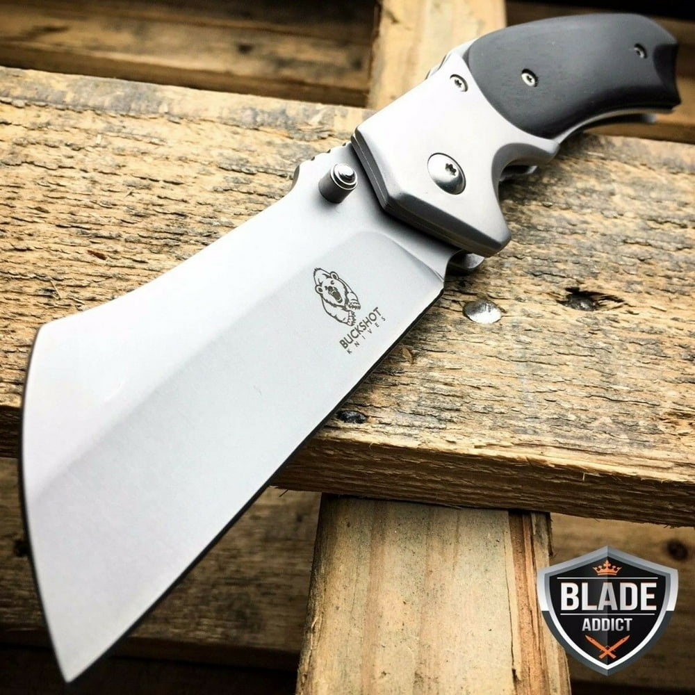 Cleaver Folding Pocket Knife w/ Wood Handle