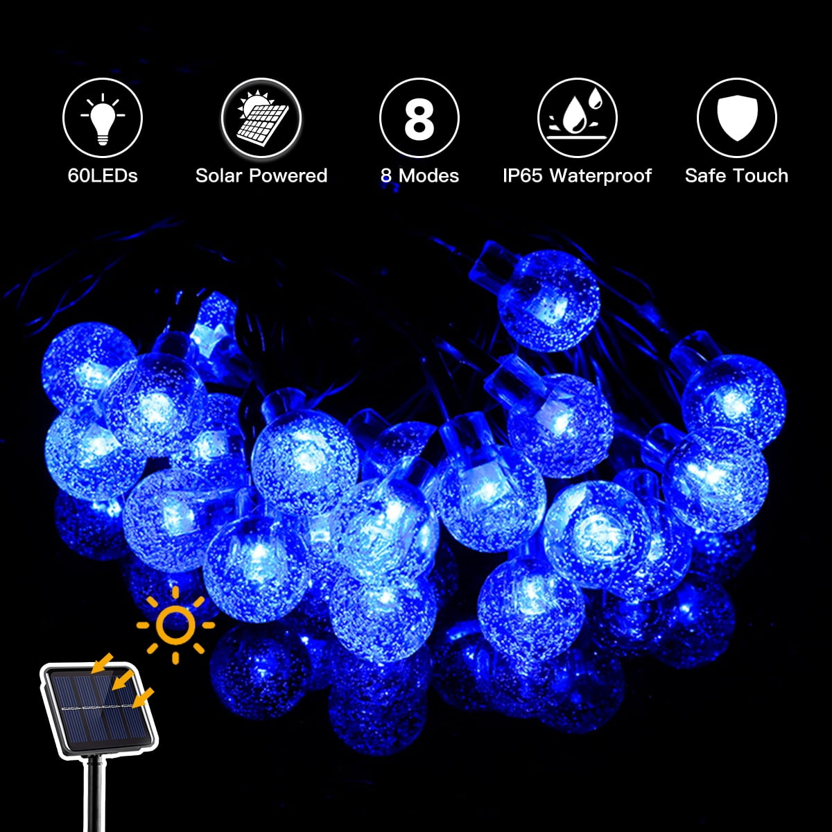 GooingTop Outdoor 30 ft Solar Powered Waterproof LED String Lights (2 Pack)