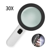 FGY 30X Magnifying Glass with 12 LED Lights Magnifier for Senior Reading Inspection