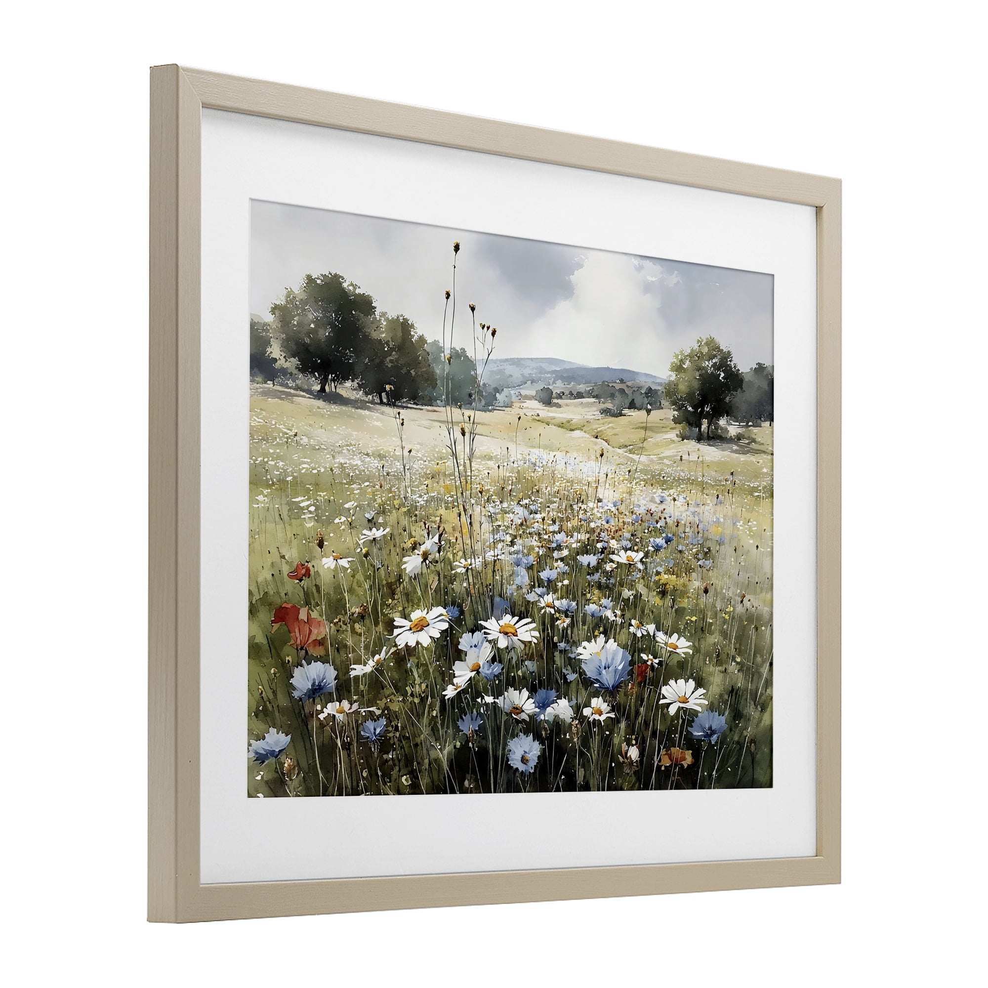 Stupell Industries Calm Meadow of Wildflowers Birch Framed Print Under Glass, design by Franklyn Gregory