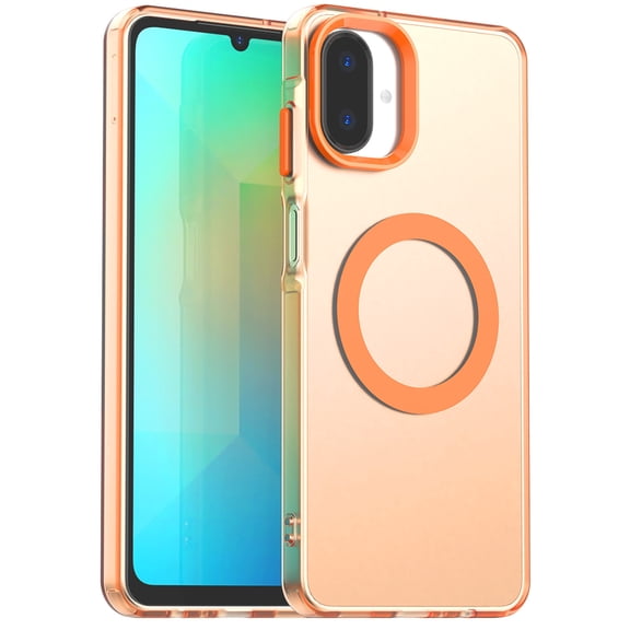 Magnetic Case for Samsung Galaxy A05, [Stronger Magnet] Compatible with MagSafe, Crystal Clear Protective Phone Cover, Military Grade Drop Tested Shockproof Slim Hard PC Back,Orange