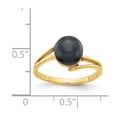 thumbnail image 2 of Solid 14k Yellow Gold 7.5mm Black Freshwater Cultured Pearl Ring Band Size 6, 2 of 3