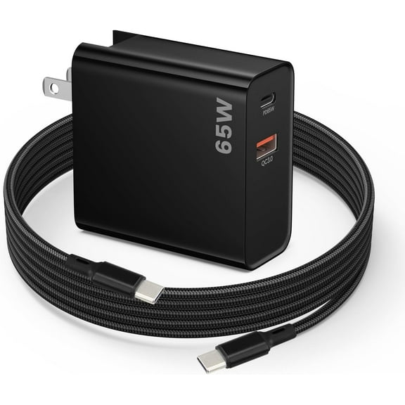 PD 65W USB C Fast Charger for DJI Neo, Air 3S, Mini 4K, 2 SE, Avata 2, Mavic 3 Drones - Dual Port USB   Type C Wall Charger with C to C Charging Cable for DJI FPV Accessories, 6ft Long