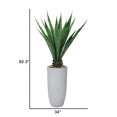 thumbnail image 3 of 62.3'' Artificial Agave in a Tall beige checkered planter, 3 of 7