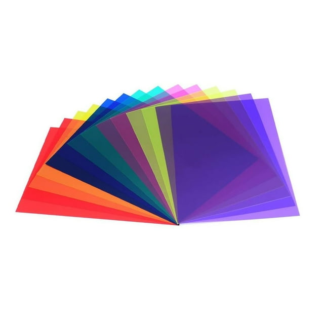 Qiweii 14 Pack Color Correction Light Gel Filter Sheets - 7 Color Transparency Film Plastic Overlays for Photography Lighting, Stage Films, Video Making, 11.7 x 8.3 Inches Colored Plastic Sheets