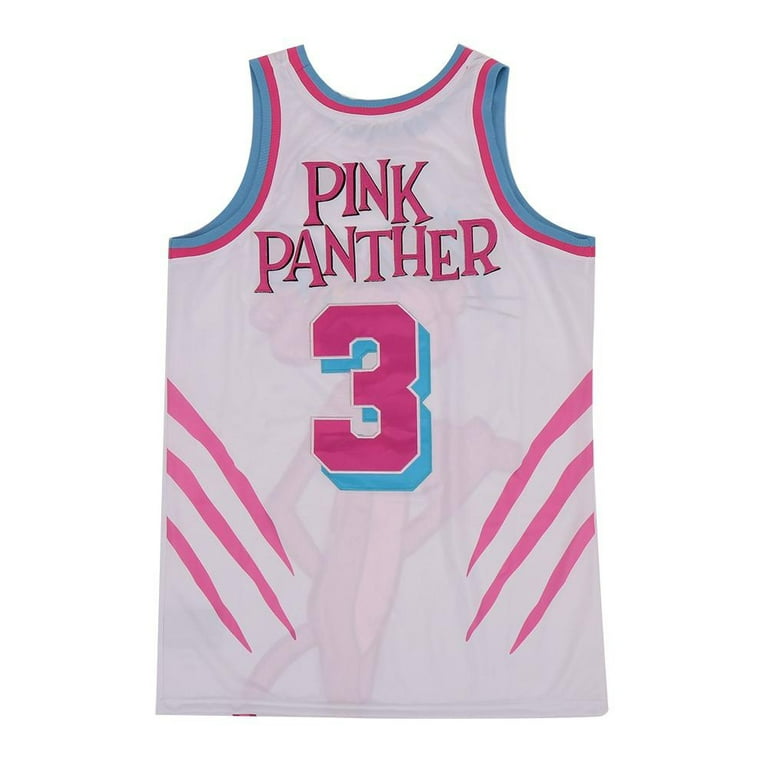 Men's Pink Panther Basketball Jersey Suit Mesh Breathable Shorts Black L 