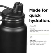 Klean Kanteen 32 fl oz Stainless Steel Insulated Water Bottle Chug Cap Black, 1