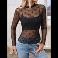 thumbnail image 4 of Blusa de de Larga para Mujer con Cuello Alto Transparente Negro XL, 4 of 10