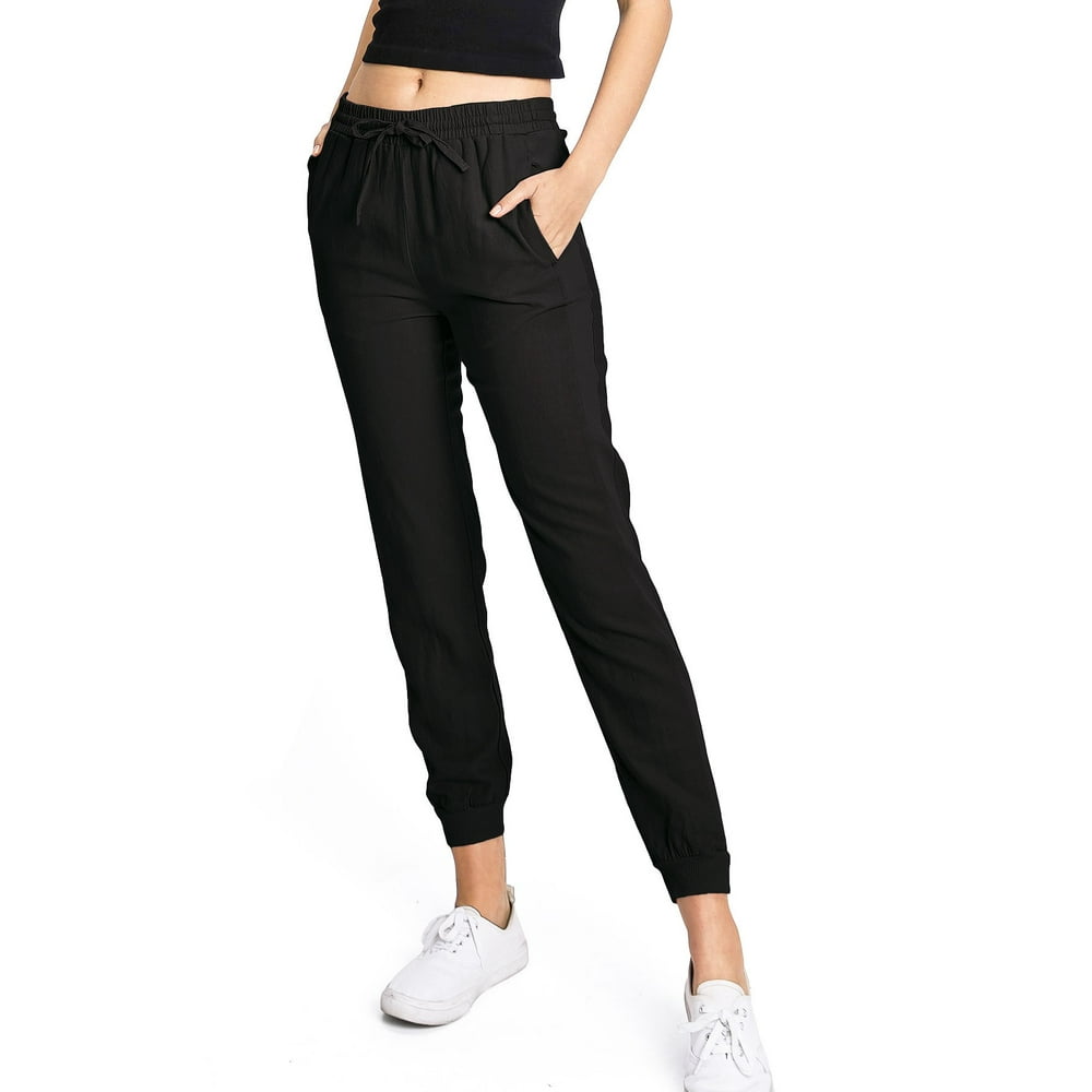 black linen jogger pants
