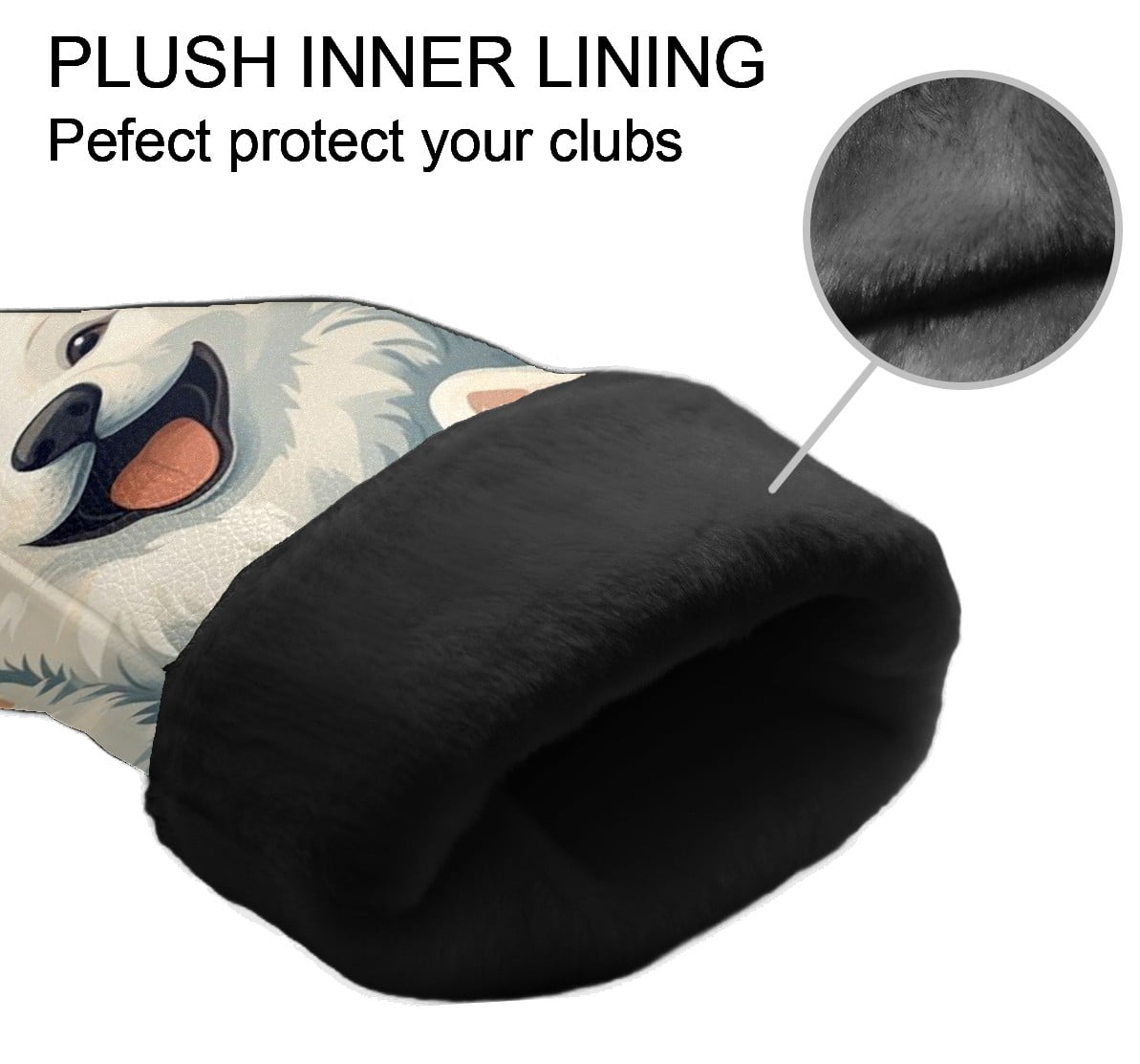 Golf Club Head Covers - Funny Cute Animal Dog Design, PU Leather, Waterproof, Fits Fairway Woods/Hybrid, Unisex, Fits Most Brands