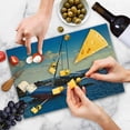 thumbnail image 4 of Shipwreck Cutting Board, Yacht in the Sea Surrounded by Ledge Rocks Coastal Incident Shroud Crash Scene, Decorative Tempered Glass Cutting and Serving Board, Large Size, Blue Brown, by Ambesonne, 4 of 5