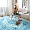thumbnail image 3 of Ultrug Vintage Floral Print Rugs Soft Boho Carpet Retro Distressed Area Rug for Living Room Bedroom Home Decor,4'x6',Blue, 3 of 7