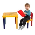 thumbnail image 2 of O'force Children Letter Table Chair Set Toddler Alphabetic Learning Activity Desk Printed with Letters Mushroom Legs, Yellow and Red, 2 of 8