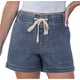thumbnail image 1 of Pantalones cortos de mezclilla for mujer de talle alto con cordón elástico en la cintura elástica de moda Jorts de mezclilla pantalones cortos de verano, 1 of 7