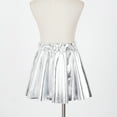 thumbnail image 5 of IEFIEL Kids Girls Metallic Glossy Dance Outfit Teens Cheers Uniform One Shoulder Crop Top with Pleated Skirt Silver 5-6, 5 of 7