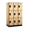 thumbnail image 2 of Salsbury Industries B2177459 Assembled Triple Tier 9 Door Extra Wide Wood Locker, Maple - 15 x 18 x 24 in., 2 of 3