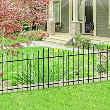 Metal Garden Fence 26 in H x 12 ft L, 6 Panels   7 Stakes Border Dog Fence Panels Animal Barrier, No Dig Garden Fencing for Yard Patio Flower Bed Lawn Outdoor, Arch Black