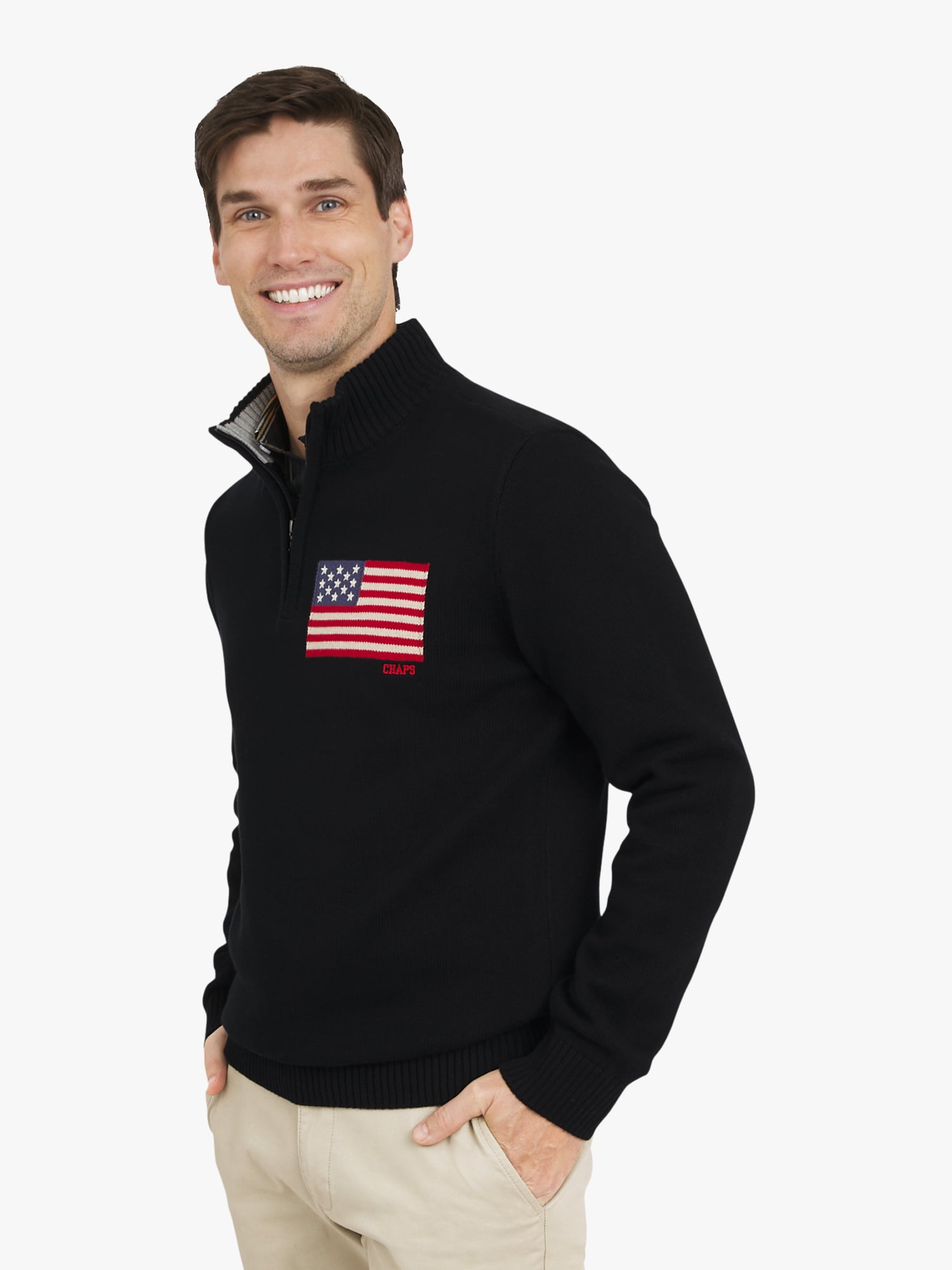 Chaps Men's & Big Men's Flag Quarter Zip Sweater, Sizes S-3XL