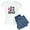 With Blue Strpe Pant, variant on - Live, Love, Dance With Ballerina Pajamas - Women's Short Sleeve Print T-Shirt and Pants Light Cotton Pajama Set