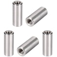 thumbnail image 1 of MroMax 5Pcs M6 Round Connector Nuts, 304 Stainless Steel Rod Coupling Nuts 25mm/0.98" Length Female Thread for Camera Pan, Lamp Bracket, Glass Folding Dining Table Silver, 1 of 4