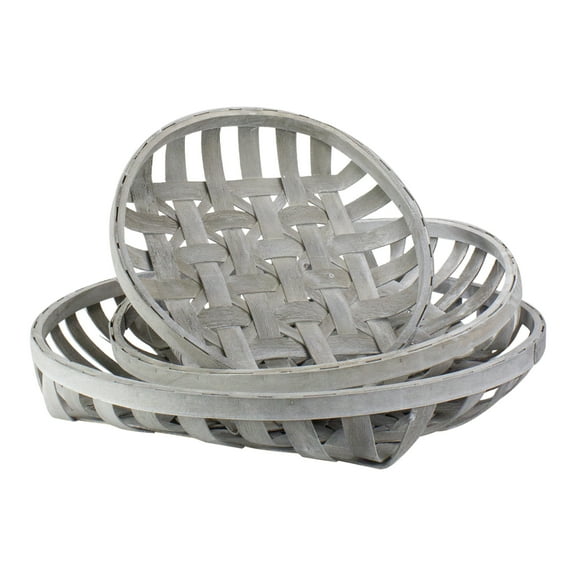 Set of 3 White Washed Woven Baskets 23.5"