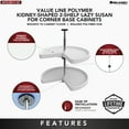 thumbnail image 3 of Rev-A-Shelf 24 Inch Lazy Susan Kidney Polymer 2-Shelf, White, 3472-24-11-52, 3 of 10