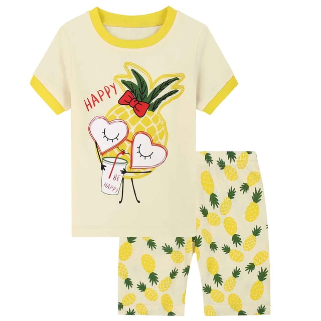 Pyjamas de Noël pour Filles, Père Noël, Col Rond, Manches Courtes, Ensemble Haut et Pantalon, Pyjamas Imprimés pour Garçons 8-9 Ans