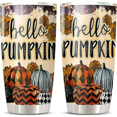 

Athenstics Pumpkin Tumbler 20 Oz - Hello Pumpkin Leopard Tumblr Gift For Woman & Men Insulated Travel Coffee Mug Birthday Gift Pumpkin Cup Vasos Termicos Frio Y Caliente Con Tapa