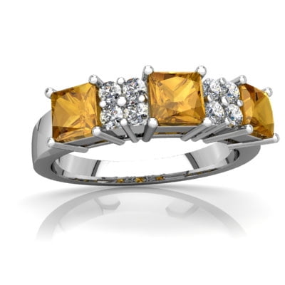 Citrine Three Stone Ring in 14K White Gold by