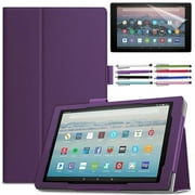 Amazon Fire HD 10" (2021) Case With Auto Sleep/Wake, Fire HD 10 11th Gen EpicGadget Stand Lightweight Cover PU Leather Case For 2021 Fire HD 10   1 Screen Protector   1 Stylus (Purple)