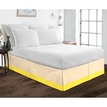 D.N.G. BEDDINGS 1 Piece Split Corner Two Tone Tailored Bed Skirt, Full Size 10 Inch Deep Pocket, 800 Thread Count, 100% Egyptian Cotton, Solid Ivory/Yellow Color.