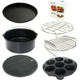 thumbnail image 1 of TEMOGU-8 Inch Air Fryer Accessories Set of 7 for 3.5Qt-5.8Qt Phillips Nuwave Gowise Gourmia Ninja Air Fryer, with Egg Bites Mold, Pizza Pan, Cake Barrel, Skewer Rack, Silicone Mat, Cookbook, 1 of 4