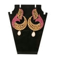 thumbnail image 2 of Sunsoul by Touchstone Indian bollywood white fuchsia fish designer jewelry earrings in antique gold tone for women, 2 of 6