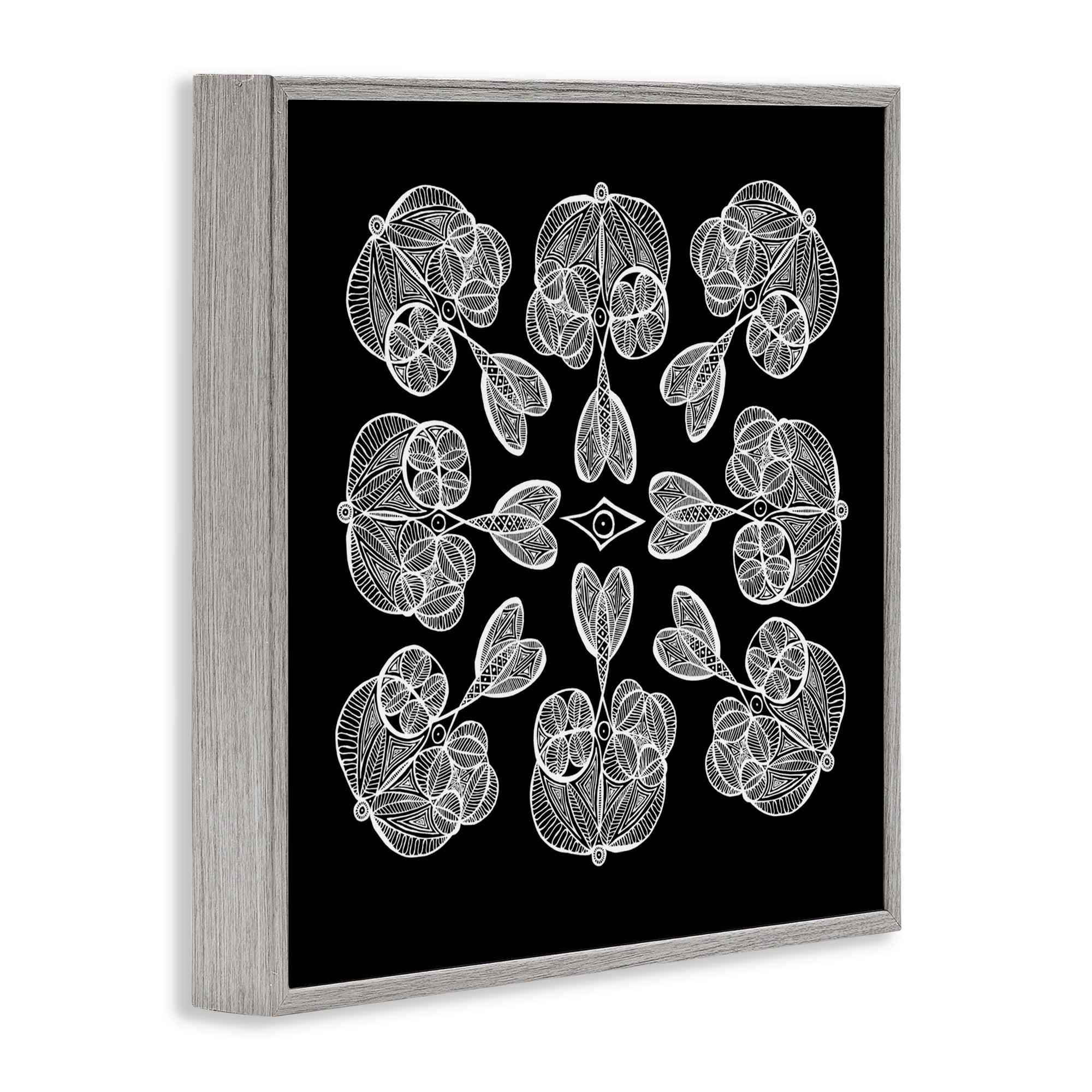Stupell Industries Rounded Symmetry Elementals Gray Framed Giclee Art, design by El Perkin