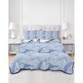 thumbnail image 2 of Quilt King Size Bedding Set, Blue Ombre Floral Reversible Summer Quilt 3 Pieces, Sky Classic Minimalist Lightweight Bedspreads Coverlets with 2 Pillow Shams for All Seasons, 2 of 5