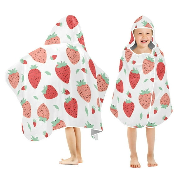 joogoo Cute Strawberry Kids Hooded Beach Towel Baby Bath Towel 23.5"x50"