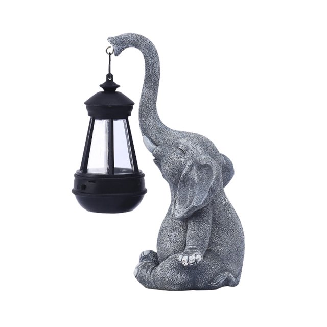 Injueey Estatuas al aire libre hermosas de la decoración del jardín del elefante solar para las esculturas al aire libre de la decoración Jardín y Patio Gris