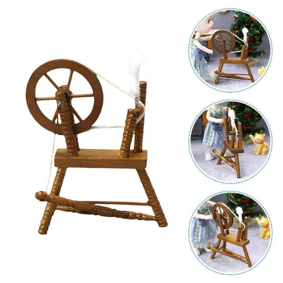 AURARMLET Miniature Hand Reeling Machine Light Brown 3.5x2.7x1.2in Small Scale Model Furniture Accessory 1 Piece