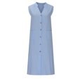 thumbnail image 4 of Womens Cotton Linen Shirt Dress Elegant Casual Summer Spring Button Down Front Sleeveless Maxi Dress Long Cardigan Cover Ups Shirt Dresses, 4 of 6