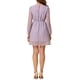 thumbnail image 3 of Vestido de fiesta de manga larga con escote en V y falda acampanada para mujer Inspire Chic, color lavanda con estrellas doradas, 3 of 6