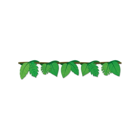 Beistle Jungle Vine Leaves Streamer Hanging Decorations, Luau Party Supplies, 48.5", Green/Brown