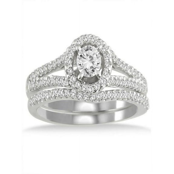 Lovely Bridal Ring Set 1 Carat Round Cut Diamond on 10k Gold