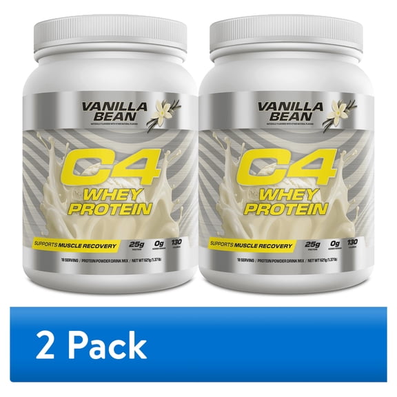 (2 pack) C4 Pro Whey Protein Powder, Vanilla Bean Flavor, 25g of Protein, 18 Servings