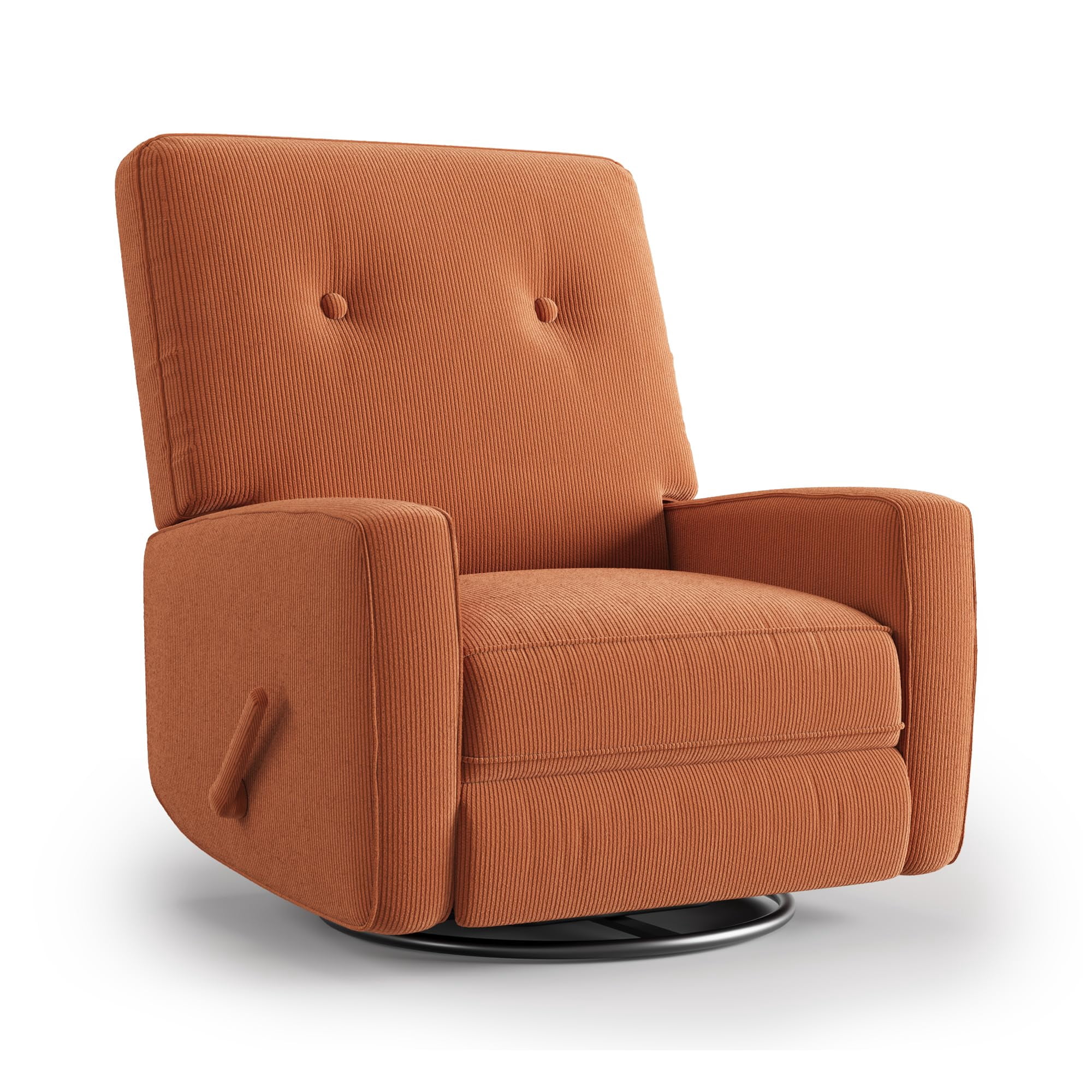 Modern Swivel Glider Recliner for Nursery & Small Spaces 360° Rocking Chair with Adjustable Lumbar Support & Footrest | Corduroy Upholstery for Apartment Living Room & Bedroom