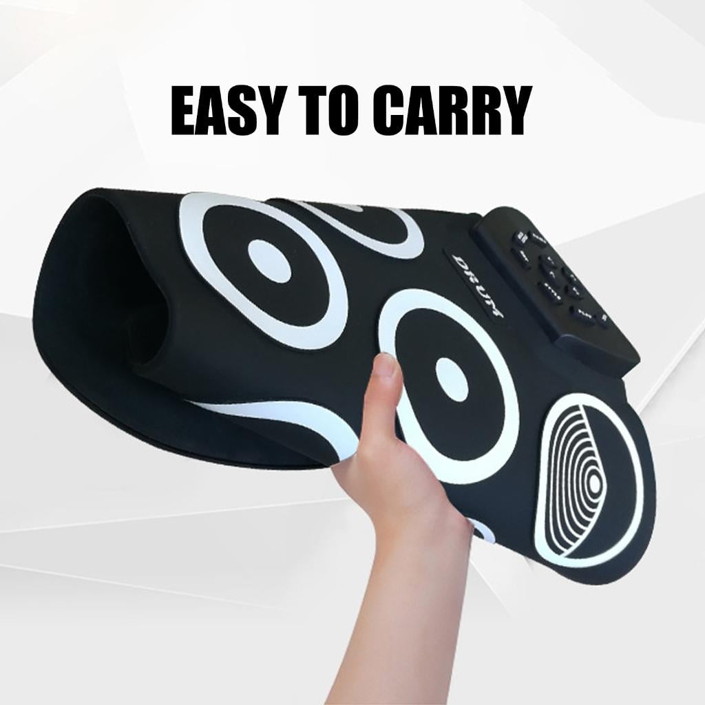 hejhncii Electronic Drum Set 9 Pads Rolls up Practice Drum Built-in Speaker Headphone Set