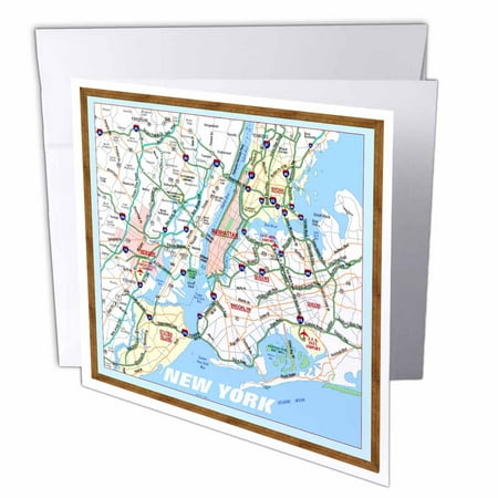 3dRose Framed NYC Boroughs, Greeting Cards, 6 x 6 inches, set of
