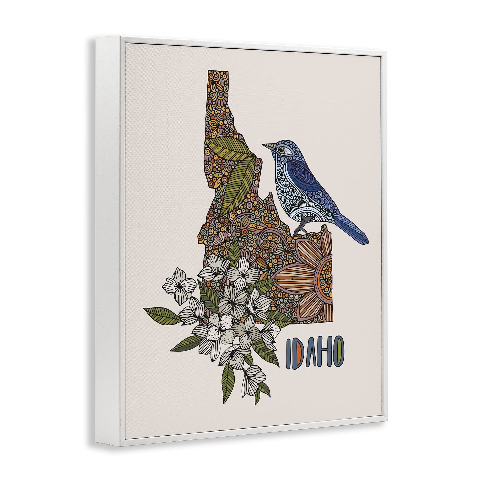 Stupell Industries Floral Idaho State Botanical & Floral Painting White Framed Art Print Wall Art, 24 x 30